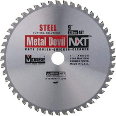 M.K. MORSE - 9" Diam, 1" Arbor Hole Diam, 48 Tooth Wet & Dry Cut Saw Blade - Steel, Standard Round Arbor - Industrial Tool & Supply