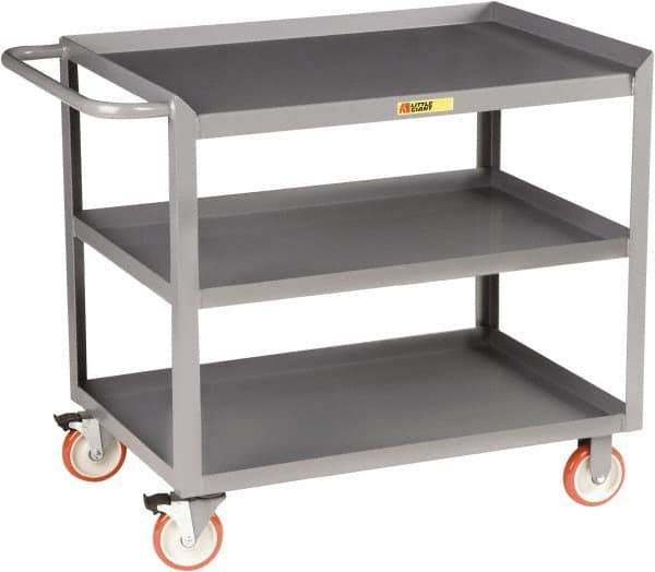 Little Giant - 1,200 Lb Capacity, 3 Shelf Mobile Workstation - 48" Wide x 24" Deep x 34" High, Steel, Gray - Industrial Tool & Supply