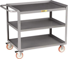 Little Giant - 1,200 Lb Capacity, 3 Shelf Mobile Workstation - 36" Wide x 24" Deep x 34" High, Steel, Gray - Industrial Tool & Supply