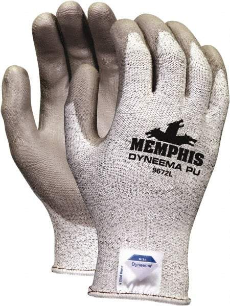 MCR Safety - Size 2XL, ANSI Cut Lvl A3, Puncture Lvl 3, Abrasion Lvl 5, Cut & Puncture Resistant Gloves - Palm Coated, Gray - Industrial Tool & Supply