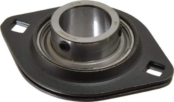 Browning - 1" ID, 3-3/4" OAL x 2-13/16" OAH 2-Bolt Flange - 1,651 Lb Static Cap, 2,801 Lb Dyn Cap, 3" Btw Mnt Hole Ctrs, 1-13/32" Base-to-Ctr Ht, Stamped Steel - Industrial Tool & Supply