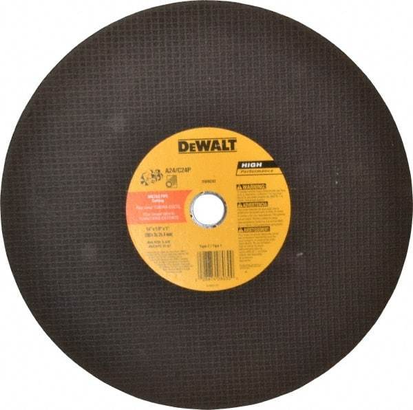 DeWALT - 14" Aluminum Oxide/Silicon Carbide Blend Cutoff Wheel - 1/8" Thick, 1" Arbor, 5,500 Max RPM, Use with Circular Saws - Industrial Tool & Supply
