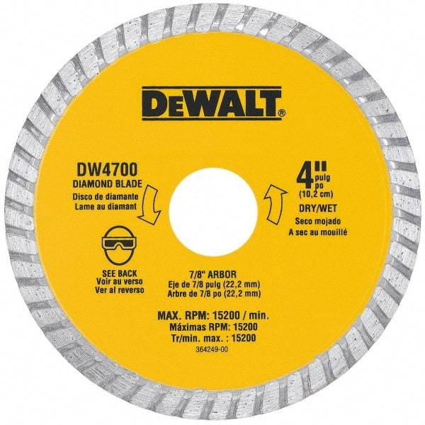 DeWALT - 12" Diam, 1" Arbor Hole Diam, Wet & Dry Cut Saw Blade - Diamond-Tipped, Standard Round Arbor - Industrial Tool & Supply