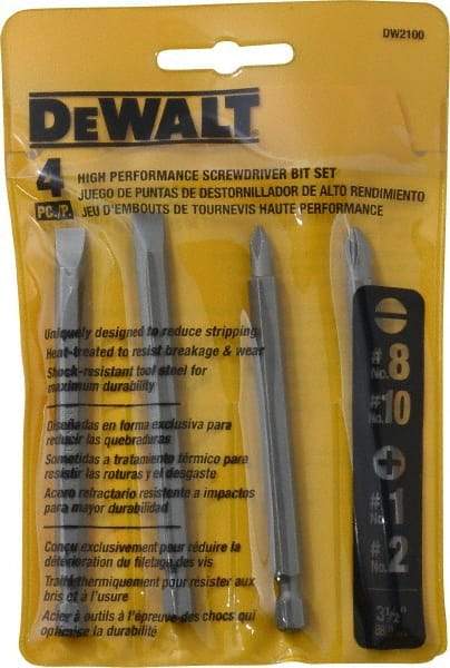 DeWALT - 4 Piece, Bit Set - Phillips, Slotted Point - Industrial Tool & Supply