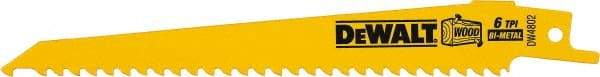 DeWALT - Bi-Metal Reciprocating Saw Blade - Tapered Profile, 6 TPI, Toothed Edge - Industrial Tool & Supply