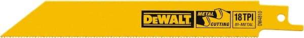 DeWALT - Bi-Metal Reciprocating Saw Blade - Straight Profile, 18 TPI, Toothed Edge - Industrial Tool & Supply