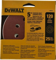 DeWALT - 5" Diam, 120 Grit, Aluminum Oxide Hook & Loop Disc - Fine Grade, Coated, Paper Backing, - Industrial Tool & Supply