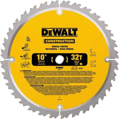 DeWALT - 10" Diam, 5/8" Arbor Hole Diam, 32 Tooth Wet & Dry Cut Saw Blade - Carbide-Tipped, General Purpose Action, Standard Round Arbor - Industrial Tool & Supply