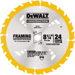 DeWALT - 8-1/4" Diam, 5/8" Arbor Hole Diam, 24 Tooth Wet & Dry Cut Saw Blade - Tungsten Carbide-Tipped, Smooth Action, Diamond Arbor - Industrial Tool & Supply