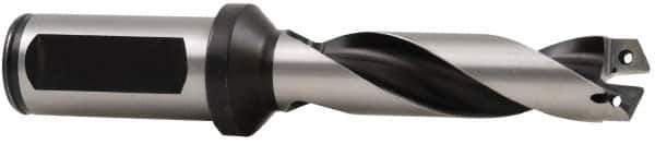 Allied Machine and Engineering - Series 2.5, 30 to 35mm Diam, 32mm Diam Straight Shank with Flange, Helical Flute Spade Drill - 288.9mm Max Depth, 335.4mm Body Length, 389.7mm OAL, Extended Length, Through Coolant - Industrial Tool & Supply