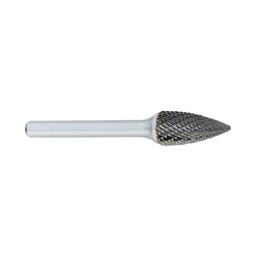 ‎SG-1 -1/4 × 5/8 LOC × 1/4 Shank × 2 OAL Pointed Tree Carbide Medium Tough Cut Burr - Industrial Tool & Supply
