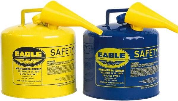 Eagle - 5 Gal Galvanized Steel Type I Safety Can - 13-1/2" High x 12-1/2" Diam, Blue - Industrial Tool & Supply