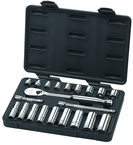 21 Piece - 3/8" Drive - 6 & 12 Point - Socket & Ratchet Set SAE - Industrial Tool & Supply