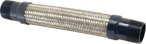 Mason Ind. - 1-1/4" Pipe, Braided Stainless Steel Single Arch Hose Pipe Expansion Joint - 12" Long, 500 Max psi, Male NPT - Industrial Tool & Supply