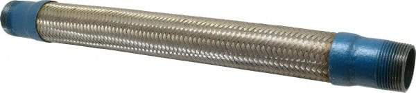 Mason Ind. - 1-1/4" Pipe, Braided Stainless Steel Single Arch Hose Pipe Expansion Joint - 18" Long, 500 Max psi, Male NPT - Industrial Tool & Supply