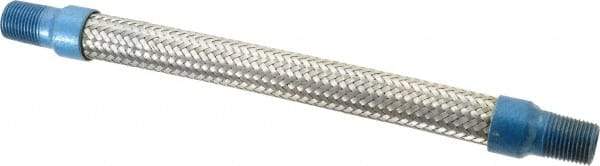 Mason Ind. - 1/2" Pipe, Braided Stainless Steel Single Arch Hose Pipe Expansion Joint - 12" Long, 1,100 Max psi, Male NPT - Industrial Tool & Supply