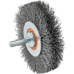 WALTER Surface Technologies - 2" OD, 1/4" Shank Diam, Crimped Steel Wheel Brush - 5/8" Face Width, 0.0118" Filament Diam, 25,000 RPM - Industrial Tool & Supply