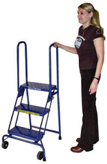 Ballymore - 52" 3 Step Ladder - Portable Folding Safety Ladder, 350 Lb Capacity, 30" Platform Height, 24" Base Width x 23" Base Depth, Perforated Tread - Industrial Tool & Supply