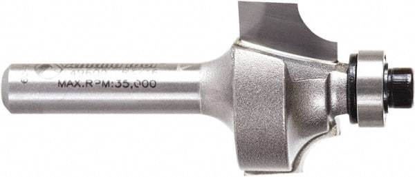 Amana Tool - 7/8" Cut Diam, 1/2" Length of Cut, 2 Flute Beading Edge Profile Router Bit - Carbide-Tipped, 1/4" Shank Diam, 2" OAL, Uncoated - Industrial Tool & Supply