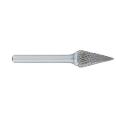 ‎SM-1 -1/4 × 1/2 LOC × 1/4 Shank × 2 OAL Pointed Tree Carbide Medium Tough Cut Burr - Industrial Tool & Supply