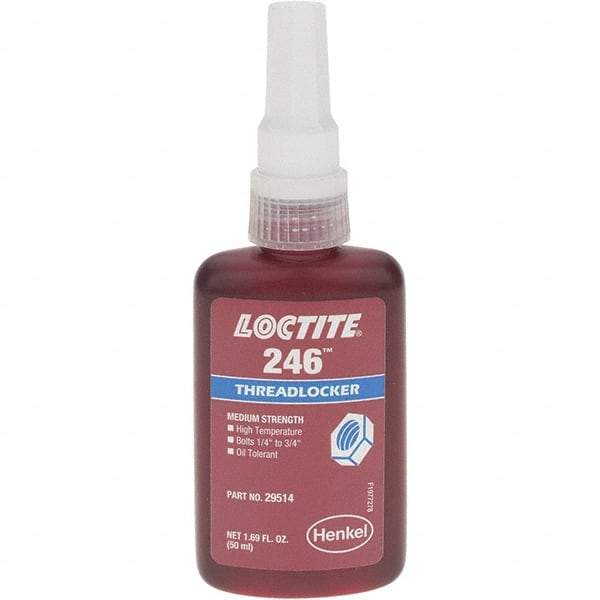 Loctite - 50 mL, Red, Medium Strength Threadlocker - Series 246 - Industrial Tool & Supply