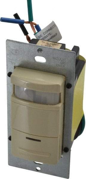 Leviton - 2,100 Square Ft. Coverage, Infrared Occupancy Sensor Wall Switch - 800 at 120 V Incandescent, 1,200 at 120 V and 2,700 at 277 V Fluorescent, 120 to 277 VAC, Ivory - Industrial Tool & Supply