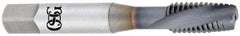 OSG - M12x1.50 Metric Fine 2 Flute Plug Spiral Flute Tap - Vanadium High Speed Steel, TiCN Finish, 3-3/8" OAL, Left Hand Flute, Right Hand Thread, D6, Series 13159 - Industrial Tool & Supply