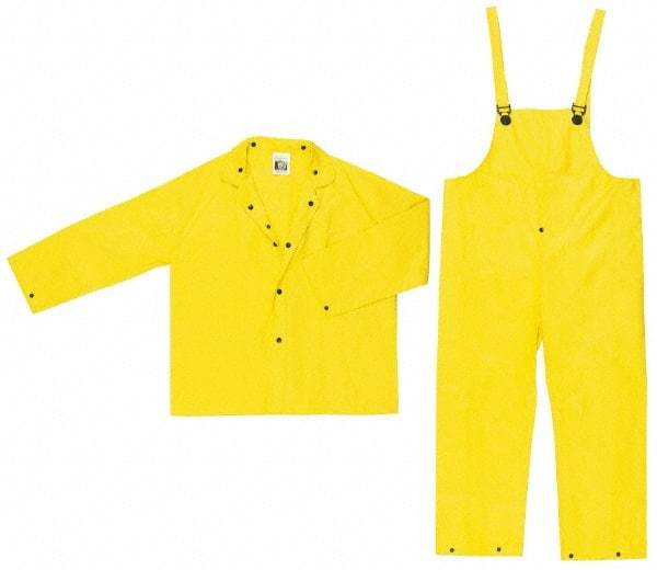 MCR Safety - Size 3XL, Yellow, Rain Three Piece Suit - 63" Chest, Detachable Hood, Take Up Snaps Ankle, Take Up Snaps Wrist - Industrial Tool & Supply