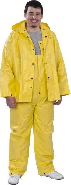 MCR Safety - Size L, Yellow, Rain Three Piece Suit - 54" Chest, Detachable Hood, Take Up Snaps Ankle, Take Up Snaps Wrist - Industrial Tool & Supply