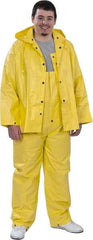 MCR Safety - Size L, Yellow, Rain Three Piece Suit - 54" Chest, Detachable Hood, Take Up Snaps Ankle, Take Up Snaps Wrist - Industrial Tool & Supply