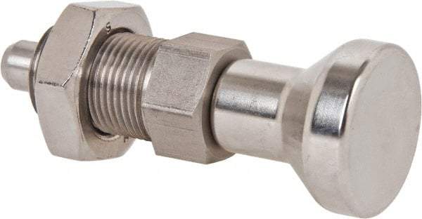 Gibraltar - M20x1.5, 25mm Thread Length, 10mm Plunger Diam, Lockout Knob Handle Indexing Plunger - Plunger Style B, 28mm Body Length, 83mm OAL, Stainless Steel - Industrial Tool & Supply