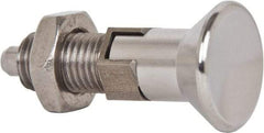 Gibraltar - M12x1.5, 17mm Thread Length, 6mm Plunger Diam, Lockout Knob Handle Indexing Plunger - Plunger Style D, 20mm Body Length, 51.7mm OAL, Stainless Steel - Industrial Tool & Supply
