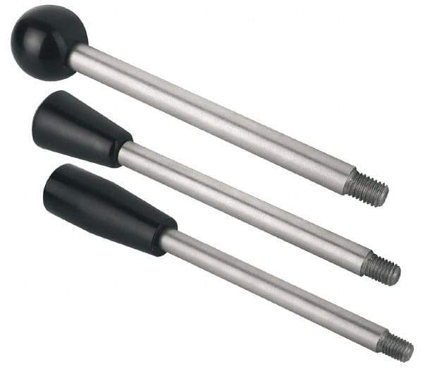 Gibraltar - 5/16-18 Stem, 0.98" Knob Diam, 5/16" Shaft Diam, Type C Gear Lever with Taper End - 0.51" Thread Length, 4.65" Handle Length, Stainless Steel Shaft, Phenolic Knob - Industrial Tool & Supply