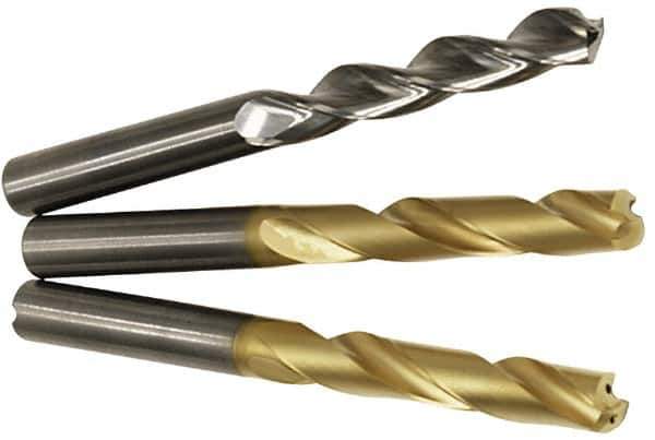 Kennametal - 25/64" 130° Solid Carbide Jobber Drill - TiAlN Finish, Right Hand Cut, Spiral Flute, Straight Shank, 4.37" OAL, Standard Point - Industrial Tool & Supply
