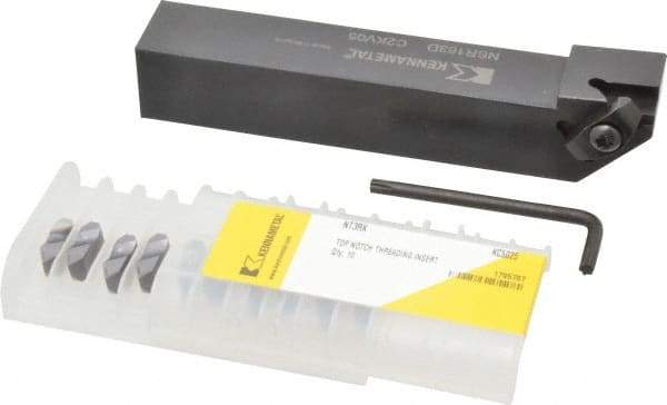 Kennametal - Right Hand Cut, 1" Shank Width x 1" Shank Height Indexable Threading Toolholder - 6" OAL, N.3R Insert Compatibility, NSR163D Toolholder, Series Top Notch - Industrial Tool & Supply
