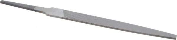 Nicholson - 4" Long, Smooth Cut, Flat American-Pattern File - Double Cut, 3/32" Overall Thickness, Tang - Industrial Tool & Supply