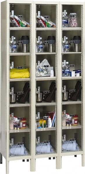 Hallowell - 18 Door, 6 Tier, Safety-View Plus Box Lockers - Industrial Tool & Supply