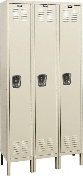 Hallowell - 3 Door, 1 Tier, Galvanite Corrosion Resistant Wardrobe & Box Lockers - Industrial Tool & Supply