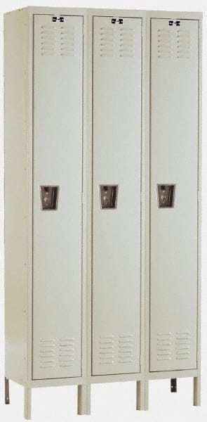 Hallowell - 3 Door, 1 Tier, Galvanite Corrosion Resistant Wardrobe & Box Lockers - Industrial Tool & Supply