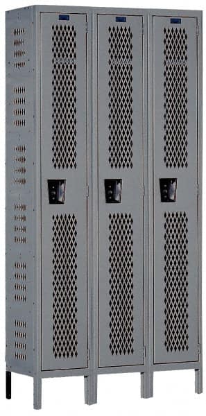 Hallowell - 3 Door, 1 Tier, Heavy-Duty Ventilated Wardrobe & Box Lockers - Industrial Tool & Supply