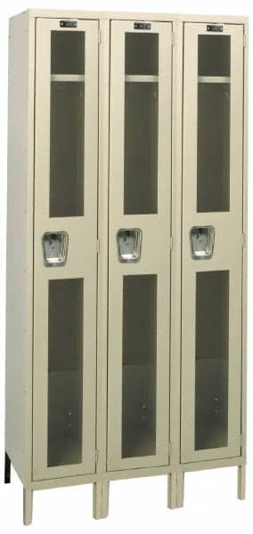 Hallowell - 3 Door, 1 Tier, Safety-View Wardrobe Lockers - Industrial Tool & Supply