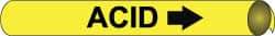 NMC - Pipe Marker with Acid Legend and Arrow Graphic - 1-1/8 to 2-3/8" Pipe Outside Diam, Black on Yellow - Industrial Tool & Supply