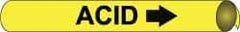 NMC - Pipe Marker with Acid Legend and Arrow Graphic - 1-1/8 to 2-3/8" Pipe Outside Diam, Black on Yellow - Industrial Tool & Supply