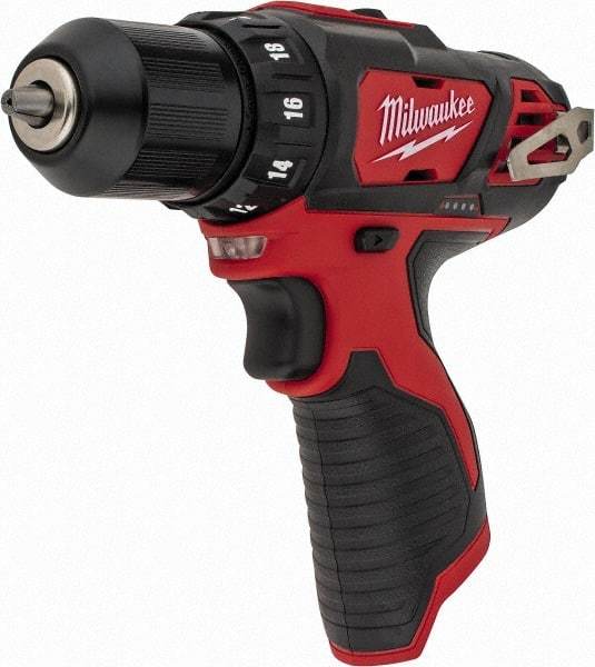 Milwaukee Tool - 12 Volt 3/8" Chuck Pistol Grip Handle Cordless Drill - 0-400 & 0-1500 RPM, Keyless Chuck, Reversible, Lithium-Ion Batteries Not Included - Industrial Tool & Supply