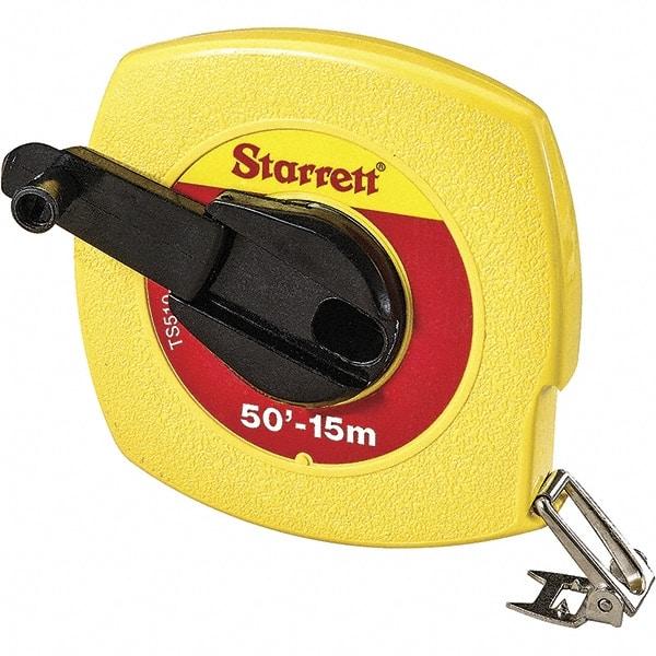 Starrett - 50' x 3/8" Yellow Blade Tape Measure - 1/8" & 1mm Graduation, L6 Graduation Style, Yellow Case - Industrial Tool & Supply