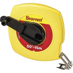 Starrett - 50' x 3/8" Yellow Blade Tape Measure - 1/8" & 1mm Graduation, L6 Graduation Style, Yellow Case - Industrial Tool & Supply
