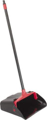 PRO-SOURCE - 13" Wide x 5" Deep x 38" High Upright Dustpan - Plastic Body, 33" Handle, Black, with Wheels - Industrial Tool & Supply