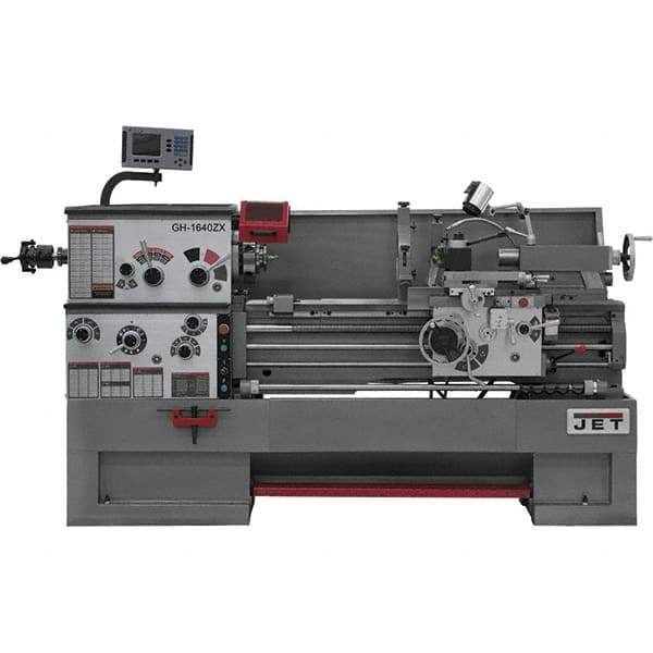 Jet - 16" Swing, 40" Between Centers, 230 Volt, Triple Phase Engine Lathe - 7MT Taper, 7-1/2 hp, 25 to 1,800 RPM, 3-1/8" Bore Diam, 40" Deep x 48" High x 97-1/2" Long - Industrial Tool & Supply