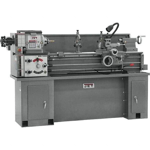 Jet - 13" Swing, 40" Between Centers, 230 Volt, Single Phase Bench Lathe - 5MT Taper, 2 hp, 60 to 1,240 RPM, 1-3/8" Bore Diam, 29-3/4" Deep x 29" High x 75-1/2" Long - Industrial Tool & Supply