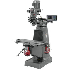 Jet - 9" Table Width x 42" Table Length, Step Pulley Control, 1 Phase Knee Milling Machine - R8 Spindle Taper, 2 hp - Industrial Tool & Supply